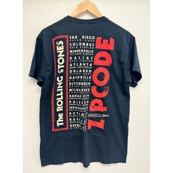 Zip Code Graphic Rolling Stones Tee Medium Black 100% Cotton Short Sleeve 2015 - Picture 5 of 7